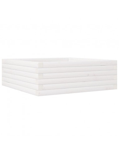 Fioriera da Giardino Bianca 70x70x23 cm Legno Massello di Pino