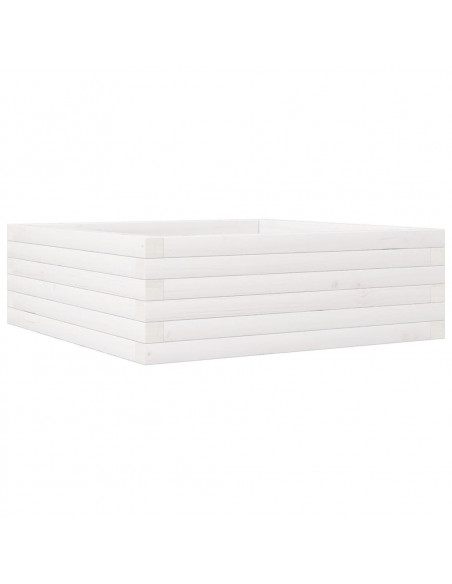 Fioriera da Giardino Bianca 70x70x23 cm Legno Massello di Pino