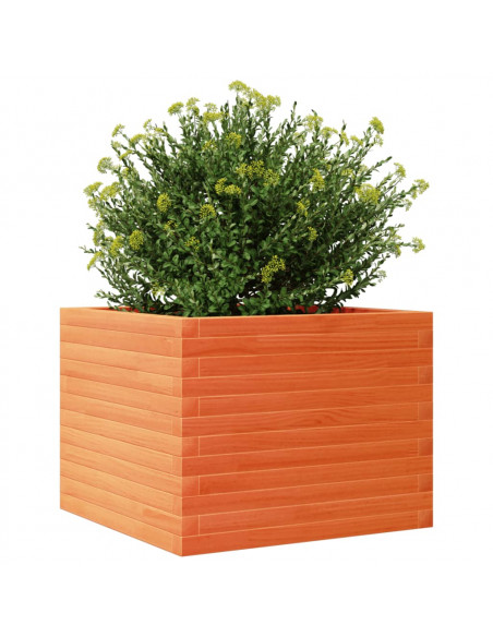 Fioriera Giardino Marrone Cera 60x60x45,5cm Legno Massello Pino