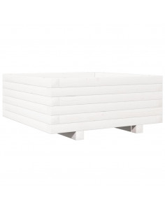 Fioriera da Giardino Bianca 60x60x26,5cm Legno Massello di Pino 2