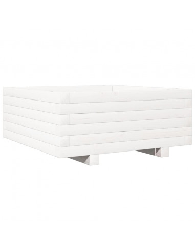 Fioriera da Giardino Bianca 60x60x26,5cm Legno Massello di Pino