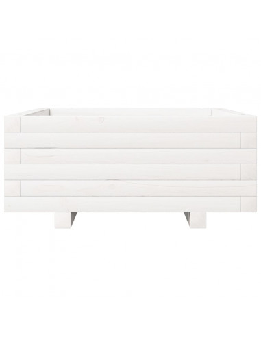 Fioriera da Giardino Bianca 60x60x26,5cm Legno Massello di Pino