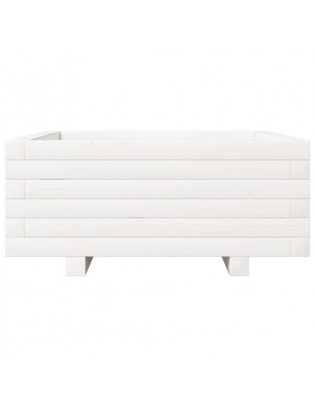 Fioriera da Giardino Bianca 60x60x26,5cm Legno Massello di Pino