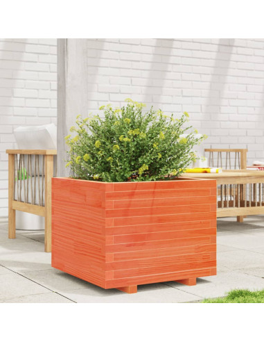 Fioriera Giardino Marrone Cera 60x60x49,5cm Legno Massello Pino