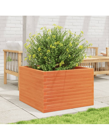 Fioriera Giardino Marrone Cera 70x70x46 cm Legno Massello Pino