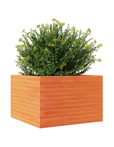 Fioriera Giardino Marrone Cera 70x70x46 cm Legno Massello Pino