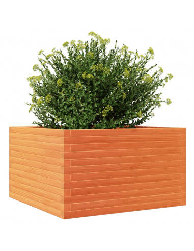 Fioriera Giardino Marrone Cera 80x80x46 cm Legno Massello Pino