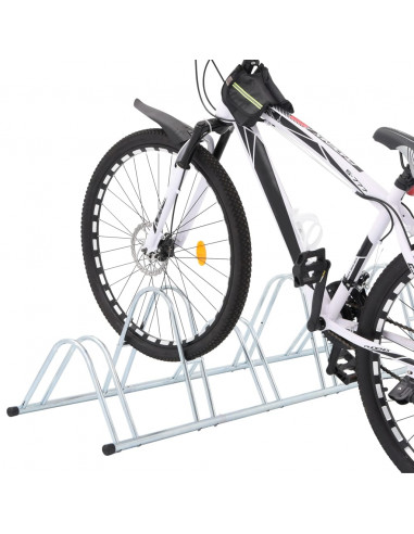 Supporto per 6 Bici da Pavimento Autoportante Acciaio Zincato