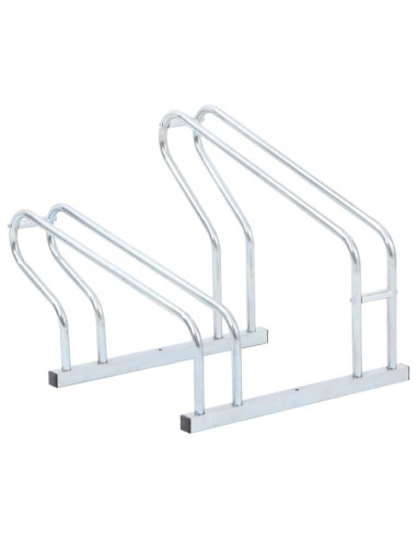 Supporto per 2 Bici da Pavimento Autoportante Acciaio Zincato
