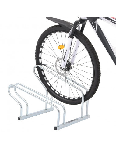 Supporto per 2 Bici da Pavimento Autoportante Acciaio Zincato