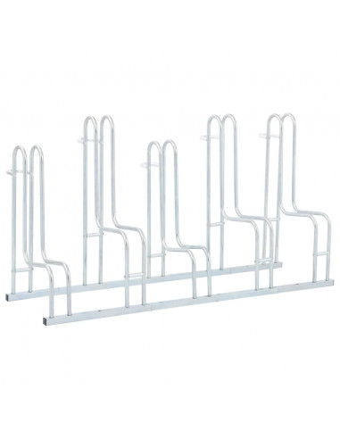 Supporto per 5 Bici da Pavimento Autoportante Acciaio Zincato