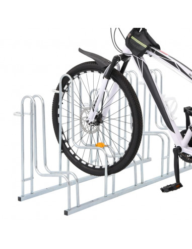 Supporto per 5 Bici da Pavimento Autoportante Acciaio Zincato