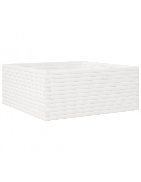 Fioriera da Giardino Bianca 110x110x46cm Legno Massello di Pino