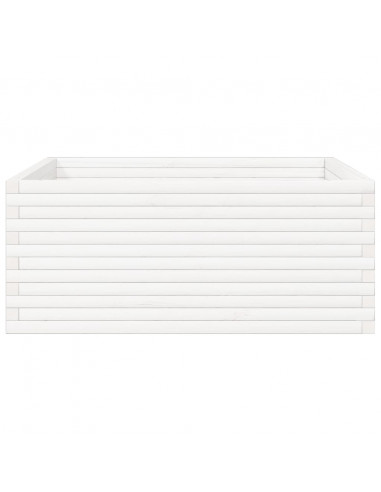 Fioriera da Giardino Bianca 110x110x46cm Legno Massello di Pino