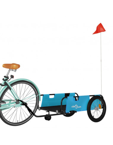 Rimorchio da Bici Blu e Nero in Tessuto Oxford e Ferro