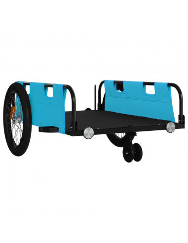 Rimorchio da Bici Blu e Nero in Tessuto Oxford e Ferro