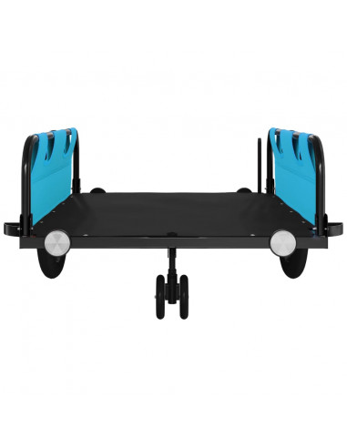 Rimorchio da Bici Blu e Nero in Tessuto Oxford e Ferro