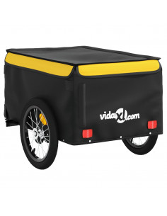 Rimorchio da Bici Nero e Giallo 45 kg in Ferro 2