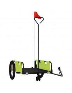 Rimorchio da Bici Verde e Nero in Tessuto Oxford e Ferro 2