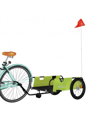 Rimorchio da Bici Verde e Nero in Tessuto Oxford e Ferro