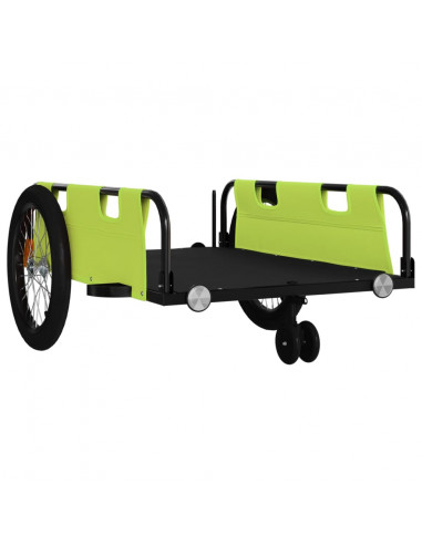 Rimorchio da Bici Verde e Nero in Tessuto Oxford e Ferro