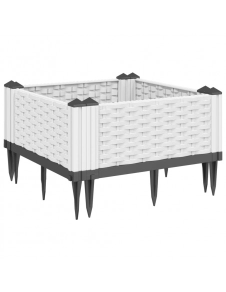 Fioriera da Giardino con Picchetti Bianca 42,5x42,5x28,5 cm PP