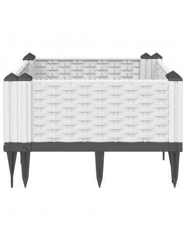 Fioriera da Giardino con Picchetti Bianca 42,5x42,5x28,5 cm PP