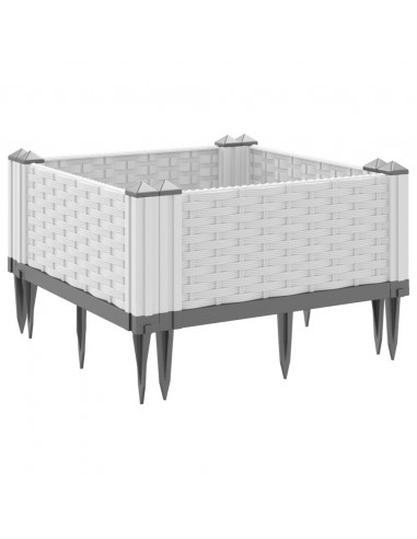 Fioriera da Giardino con Picchetti Bianca 42,5x42,5x28,5 cm PP