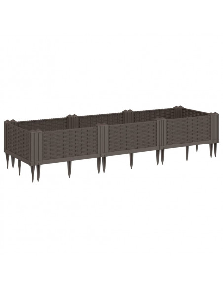 Fioriera da Giardino con Picchetti Marrone 125x40x28,5 cm PP
