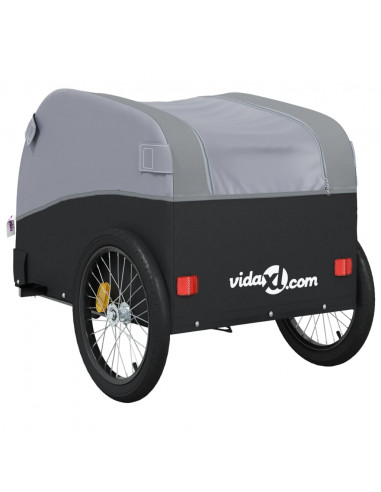 Rimorchio da Bici Nero e Grigio 30 kg in Ferro