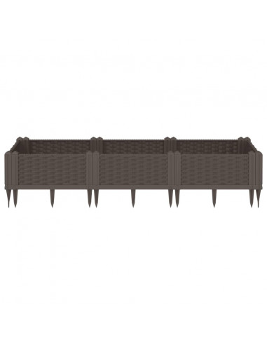Fioriera da Giardino con Picchetti Marrone 125x40x28,5 cm PP