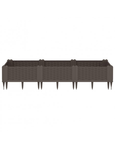 Fioriera da Giardino con Picchetti Marrone 125x40x28,5 cm PP