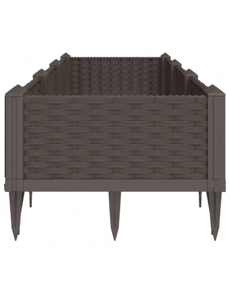 Fioriera da Giardino con Picchetti Marrone 125x40x28,5 cm PP
