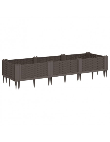 Fioriera da Giardino con Picchetti Marrone 125x40x28,5 cm PP