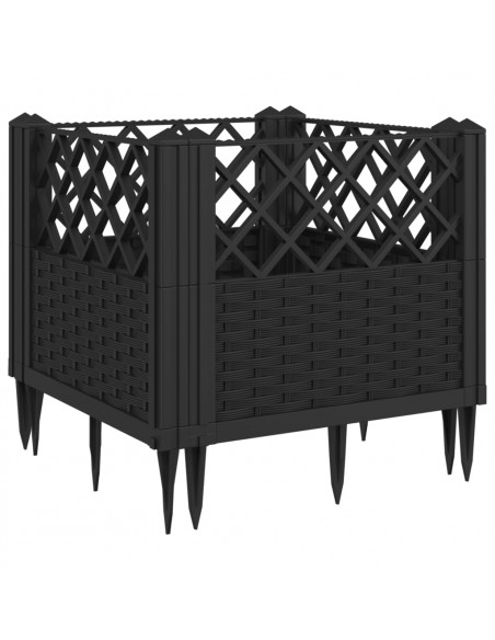 Fioriera da Giardino con Picchetti Nera 43,5x43,5x43,5 cm PP