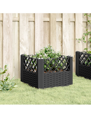 Fioriera da Giardino con Picchetti Nera 43,5x43,5x43,5 cm PP