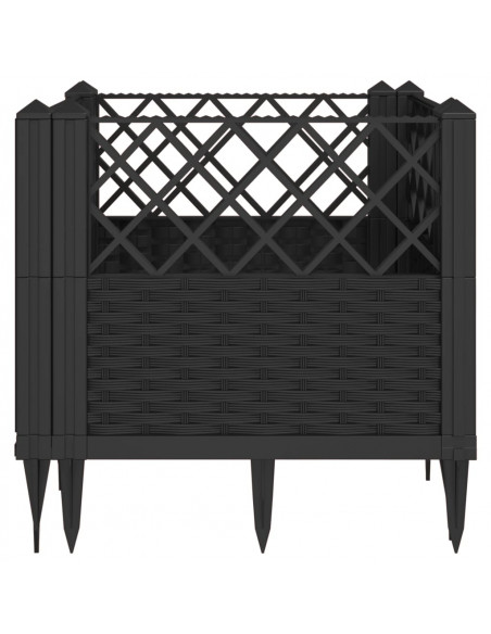 Fioriera da Giardino con Picchetti Nera 43,5x43,5x43,5 cm PP