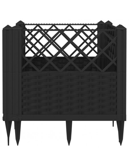 Fioriera da Giardino con Picchetti Nera 43,5x43,5x43,5 cm PP