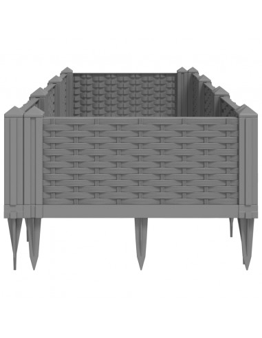 Fioriera Giardino con Picchetti Grigio Chiaro 125x40x28,5 cm PP