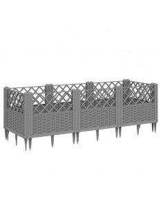 Fioriera Giardino Picchetti Grigio Chiaro 123,5x43,5x43,5 cm PP 2