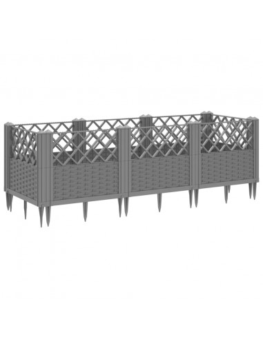 Fioriera Giardino Picchetti Grigio Chiaro 123,5x43,5x43,5 cm PP