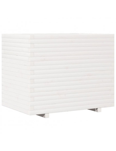 Fioriera da Giardino Bianca 90x60x72,5cm Legno Massello di Pino