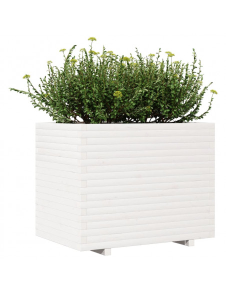 Fioriera da Giardino Bianca 90x60x72,5cm Legno Massello di Pino