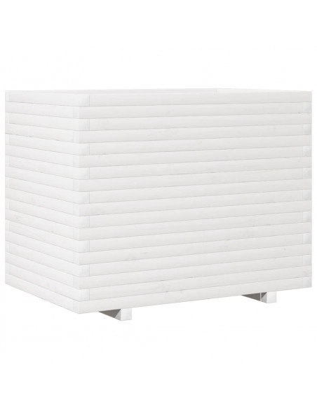 Fioriera da Giardino Bianca 90x60x72 cm Legno Massello di Pino