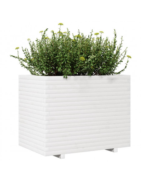 Fioriera da Giardino Bianca 90x60x72 cm Legno Massello di Pino