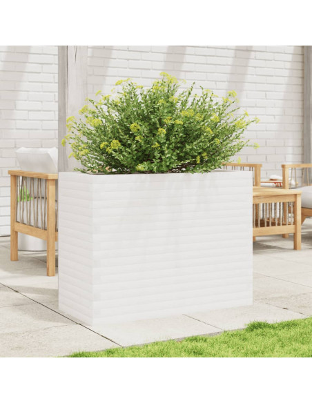 Fioriera da Giardino Bianca 90x40x68,5cm Legno Massello di Pino