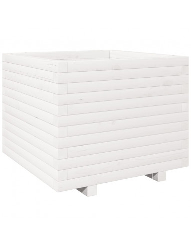 Fioriera da Giardino Bianca 60x60x49,5cm Legno Massello di Pino