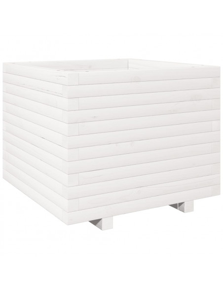 Fioriera da Giardino Bianca 60x60x49,5cm Legno Massello di Pino
