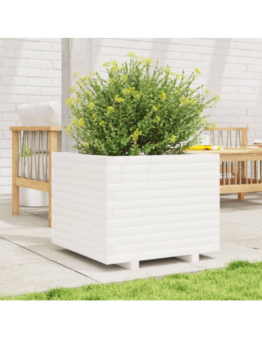 Fioriera da Giardino Bianca 60x60x49,5cm Legno Massello di Pino