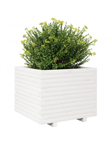 Fioriera da Giardino Bianca 60x60x49,5cm Legno Massello di Pino
